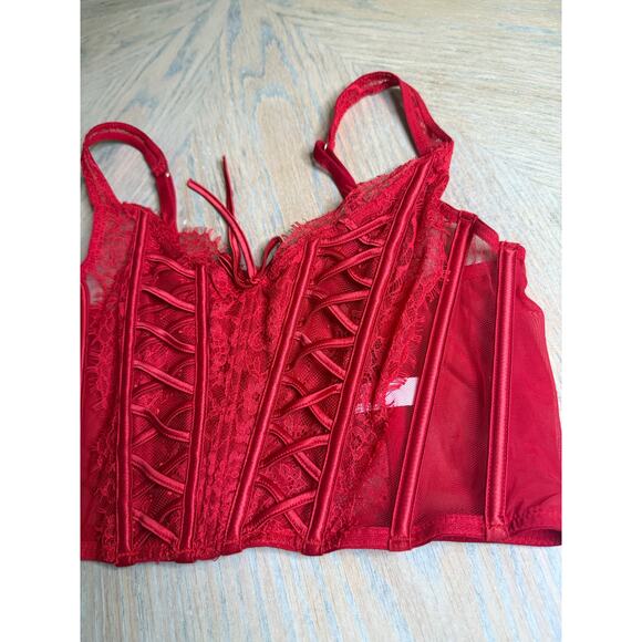 Victoria's Secret red lace corset top size Medium - Picture 3 of 8